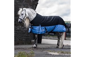 eQuitack Your Passion Is Our Mission 1200 Denier Pferdedecke Outdoor Winterdecken Weidedecke mit 100 G Füllung Regular Schwarz/Baby Blau 155cm