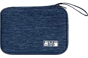 Tunejoy Bolsa de Cable de Viajes Estuche para Electrónicos Accesorios Portátil Bolsa Organizador Cables Impermeable para USB Disco Flash Cargador 24x16,5x1,8 cm Azul Oscuro