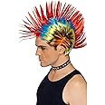 Smiffys 80s Street Punk Wig, Mohawk, Multi-Coloured , 1980's Fancy Dress, 1980s Dress Up Wigs