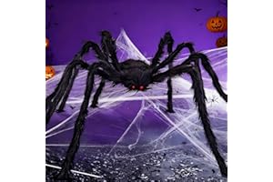 WTZWYFWJ Ragno Peloso,150cm Ragno Peloso Gigante,Con Ragnatela Da 60g E 10 Ragno Piccolo,Decorazione Ragno Di Halloween,Gambe Pieghevoli,Per Halloween, Decorazione Inquietante per Interni, Esterni E Cortili
