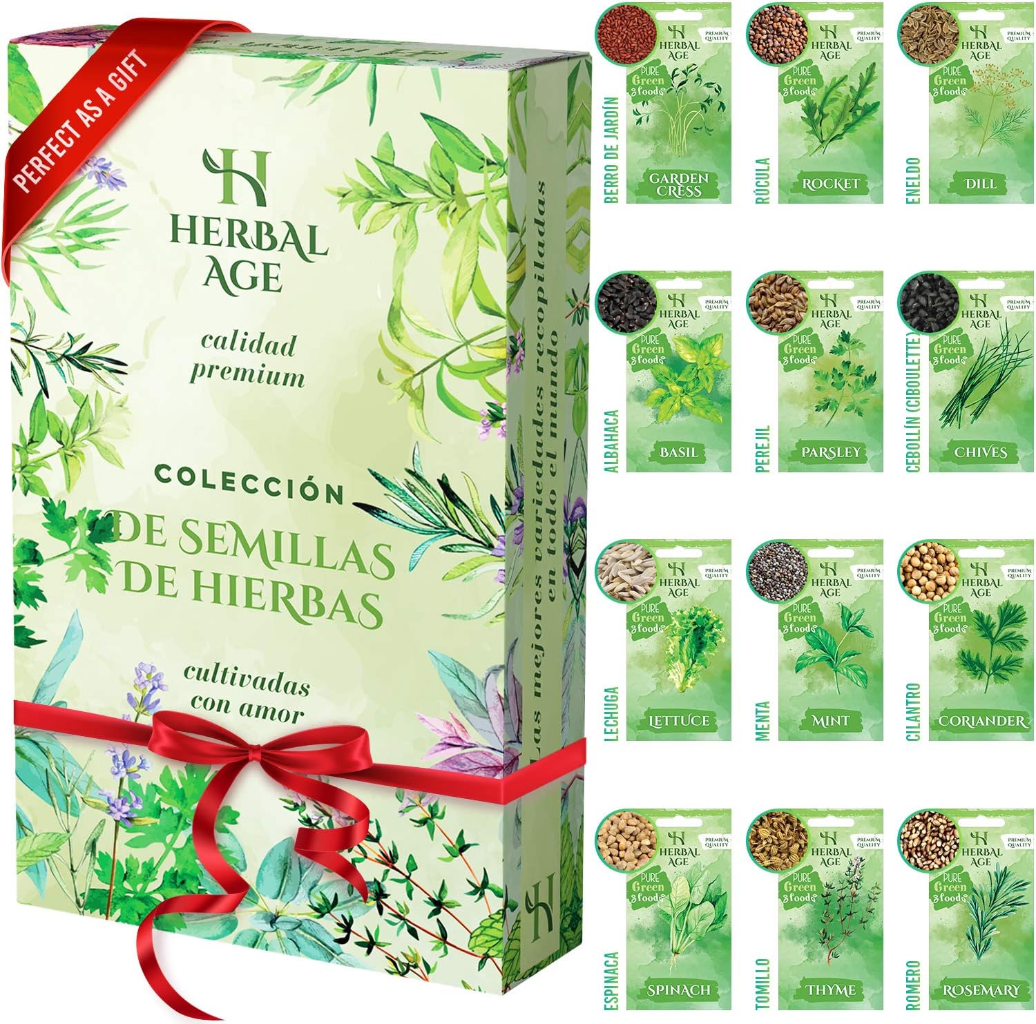 12 Variedades De Kit Plantas Aromáticas – 8700 Semillas Urbano Para Cultivar De Hierbas Frescas En Casa Interior, Jardin – Semillas Lechuga, Albahaca, Perejil – Regalos Originales Para Mujer y Hombre