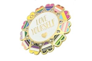 SNS COMPONENTS Love Yourself Pride Flags LGBT Aces Gay Lesbienne Pan Bi Non binaire Pronoms Cœur Égalité Inclusivité Acceptation Badge en métal, Métal