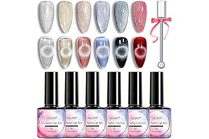 MRCUVARYAS MAOYAN - Lot de vernis à ongles en gel UV 9D - Œil de chat - Vernis à ongles UV - Base noire nécessaire