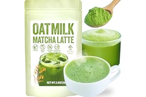 YAMASAN KYOTO UJI Japanese Oat Milk Matcha Latte, Uji Matcha Ceremonial Grade with Oat Milk Instant Latte Mix, Dairy-Free, 100% Plant Based, Vegan, No Refined Sugar, Made in Japan, 100g