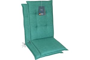 ‎LILENO HOME LILENO HOME Gartenstuhl Auflagen als [2er Set - Hochlehner] in Türkisgrün - Bequeme Liegen als Sitzauflagen für Gartenmöbel - Stuhlkissen für Gartenstühle und Klappstühle
