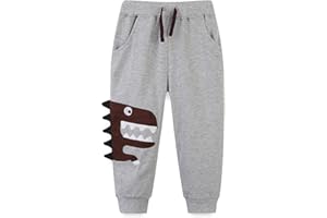 TEDD Pantaloni per Ragazzi Bambino 100% Cotone con Stampe Dinosauro Razzo Escavatore Jogging Comfortevoli per Gioco e Quotidiano Taglie 1-7 Anni