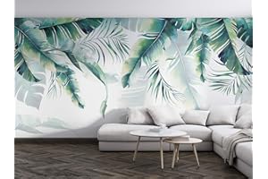 SILK ROAD EU Papier Peint Panoramique Soie, 410 × 280cm, Tropical Feuille de Banane, Largeur max 12m, pour Salon Chambre restaurant Décoration Murale