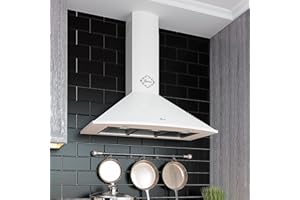 GURARI Wandhaube GCH C 046 WH 9 N Dunstabzugshaube 90 cm Weiß | Sehr Saugstark 1000 m³/h Motor | Abzugshaube in klassischer Bauweise | Dunstabzugshaube Wandmontage im Umluftbetrieb oder Abluftbetrieb