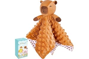 AUSPICIOUS BEGINNING Baby Comforters Blanket Plush Capybara Cuddly Toy Comforter Cuddle Blanket Animal Snuggle Toy Comforters Infant Gift for Mom, Capybara Toys Loveys Newborn Soft Touch Toddler Boys Girls Plush