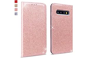 OKZone Case for Galaxy S10 Case glitter,Bling Glitter Sparkly PU Leather Flip Wallet [Card Slot] [Stand Function] [Magnetic Closure] [Inner Soft TPU] Case For Samsung Galaxy S10 (Rose Gold)