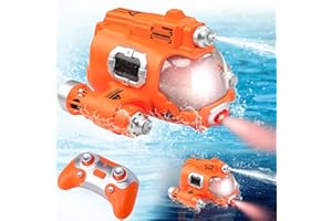 XSTARG Barco teledirigido niños lancha teledirigida niños con Función de Pistola de Agua/función de luz, Barco de Juguete lancha Barco RC teledirigida para Piscinas, los Lagos para niños