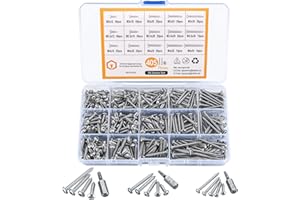 HAOCHEN 405 Stück Rundkopfschrauben Set, M3/M3.5/M4, Torx Holzbauschrauben, Edelstahl Blechschrauben, Flachkopfschrauben, selbstschneidende Schraube Sortiment Kit, mit 3 Stück Bits