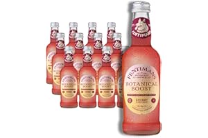 Fentimans Botanical Boost Cherry & Blood Orange - Botanically Brewed Still Soft Drink - Enriched with Vitamins & Minerals - Gluten-Free and Vegan Friendly Soft Drinks - 12 x 250ml Bottles