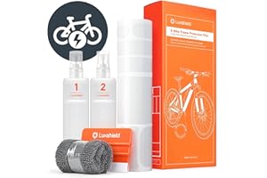 Luxshield Pellicola Protettiva per Bicicletta Elettrica, BMX, Bici da Corsa/Strada/Trekking ECC. - Set Telaio da 21 Pezzi Resistente all'Impatto di Pietre - Trasparente Lucido & Autoadesivo