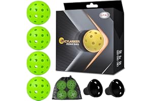 LUCYLANKER Palline da Pickleball da Esterno, Palline da Pickleball a 40 Fori con Borsa in Rete & 2 Riciclatori di Palline, Alto Rimbalzo & Resistente per Tutti gli Stili, Paddle & Campo da Pickleball