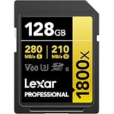 LEXAR PROF 128GB 1800X SDXC UHS-II 270MB/s read 180MB/s write C10 V60 U3