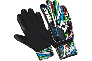 TRAX SPORTS Fußball Torwarthandschuhe für Kinder, Fußballtorwarthandschuhe Kinder mit 4mm Latex doppeltes Handgelenkstütze,starker Halt gepolsterter Handfläche
