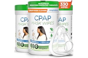 RESPLABS MEDICAL INC. resplabs CPAP Mask Cleaning Wipes - Unscented, Alcohol-free Cleaner for All Masks, Cushions, Supplies - 3x 110 Wipe Pack