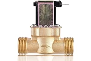 WOHLSTAND Vanne Electromagnétique Electrique Normalement Fermée Robinet Électrovanne N/C AC 220V Électrovanne en Laiton Nterrupteur D'entrée D'eau pour le Contrôle de l'Eau G1/2" 0.02-0.8Mpa