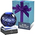 CUQOO 8cm 3D Solar System Crystal Ball Night Light - LED Crystal Ball with Engraved Universe Planet Sphere, Captivating Astronomy Gift for Children, Easter Home Decor & Space Enthusiasts