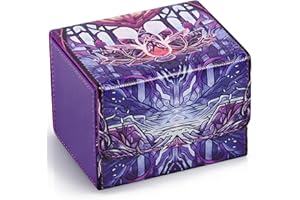 UAONO Deck Box for MTG Cards, Trading Card Storage Box Holds 120+ Sleeved Commander Deck, PU Leather Card Box Suits TCG Magic Cards with 2 Dividers (Violet,Black Lotus)