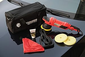 KUNZER 7PME15 Exzenter-Poliermaschine 950W inkl. 125mm Klettteller, 2 Schwammaufsätzen, Tasche mit Bügel- / Haltegriff