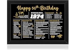 Sass Party & Gifts Framed Happy 18th 21st 30th 40th 50th 60th Birthday Decoration Gift for Women or Men (1974-50th Birthday)
