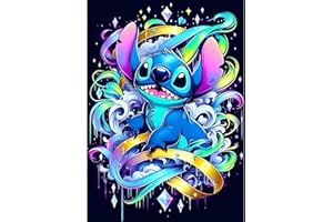 DOMROM Stitch Diamond Painting Art Kits, Cartoon Diamond Painting Kits for Adults, Diamonds Art Kits 5D Full Round Drill Diamond Painting Gem Arts and Crafts for Gift Wall Decor 30X40cm