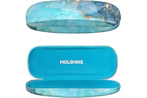 molshine Estuche rígido para gafas de cuero PU, Estuche portátil de viaje para anteojos para hombres, mujeres, niñas, viaje, trabajo de estudio