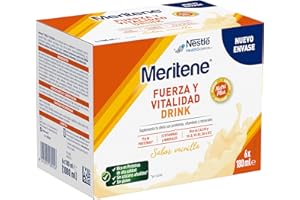 Meritene, Fuerza y Vitalidad Drink, Sabor Vainilla, Listo para Tomar, Fuerza para tus Músculos, Vitalidad para ti, Batido con Proteínas, Vitaminas y Minerales, 6 Unidades, 180 ml