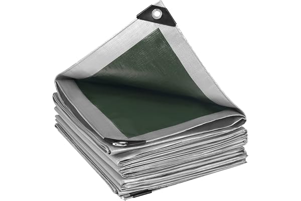 WOLTU GZ1210grg05 Bâche de Protection PE Bâche Piscine 3x6m 180g/m²,Couverture étanche bâche imperméable et indéchirable, Gris/Vert