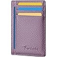 Travelambo Front Pocket Minimalist Leather Slim Wallet RFID Blocking Medium Size
