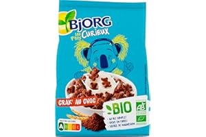 Bjorg Les P'tits Curieux – Crak’ Au Choc – Céréales Enfants Bio au Chocolat – Pour le Petit Déjeuner – Nutriscore A – 1 Paquet de 250 g