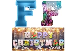 YANMUCY Stampi in silicone 3D alfabeto grande a forma di lettera epossidica per resina tampi fai da te in resina per lettere di cioccolato per compleanno matrimonio festa di Natale decorazioni artigianali