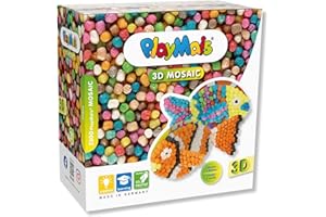 PlayMais Set creativo di pesce mosaico 3D per il fai da te per bambini dai 3 anni in su, oltre 2.300 modelli 3D, promuove la creatività e le capacità motorie fini, giocattolo naturale