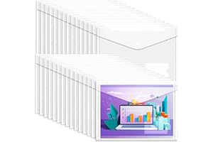 GoodtoU Clear Plastic Wallets A4-30 Pack Plastic Folders Document Wallet Files Popper Wallets with Pocket