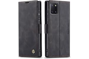 Ququcheng123 Lederhülle kompatibel mit Samsung Galaxy A81/M60S/Note 10 Lite Hülle,Flip Case Schutzhülle Klapphülle Handyhülle mit Standfunktion-Schwarz