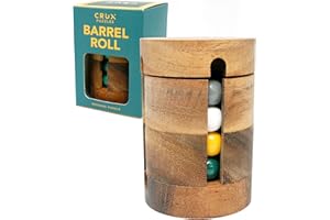CRUX PUZZLES Barrel Roll Puzzle - Premium, Difficult Wooden Brainteaser Puzzle Gift - STEM Desk Toy