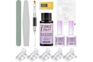 PEACECOLOR 30ml Slip Solution para Uñas de Gel Kit con Base Top Coat, Poly Nail Gel Set con Uñas para Diy Uña Arte
