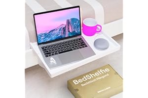 ‎BEDSHELFIE BedShelfie Nachttisch für Etagenbett und Boxspringbett, Bettablage für WG-Zimmer, Betttablett schwebend, Bettablage zum Einhängen – Plus Holz weiß