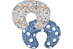 Winmany 2 Pack Baby Nursing Pillow Cover Newborn U-Shaped Breastfeeding Pillowcase Cushion Cover Stretchy Replaceable Forest&Floral Pillow Cover Slipcover 22.5x18 inch