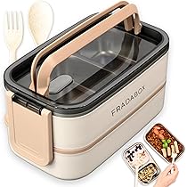 FRADABOX® Bento - Contenitore per il pranzo Spencer, 2 scomparti con posate, in acciaio inox, senza BPA, ideale per i viaggi, Meal Prep Bento Box per adulti e bambini, a prova di
