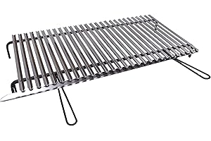 Fonderia Bongiovanni Grille en Acier Inoxydable 100x50 cm pour Barbecue avec récupération des huiles