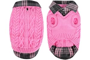 CITÉTOILE Caldo Maglione Invernale per Cani, Maglione a Collo Alto con Pannello a Quadri, Cappotto Vestiti per Animali Domestici per Cane Taglia Piccola/Media/Grande, Nero, L