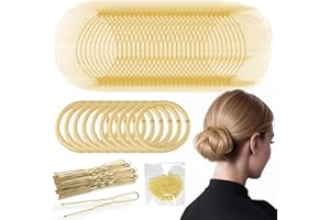30pcs Blonde Invisible Hair Nets with 40pcs Hair Pins & 10pcs Hair Bands, Teenitor Elastic Edge Mesh Hair Nets for Bun in Individual Package, Gold U Shape Bobby Pins for Ballet Dancers Nurse Women