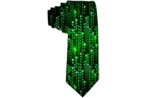 SARA NELL Men's Classic Woven Business Tie Silk Necktie Green Matrix Symbols Digital Binary Code On Dark Neck Ties