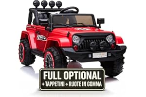 Macchina Elettrica Per Bambini Fuoristrada Adventure Full Optional Auto Elettrica Per Bambini Telecomandata Sedile In Pelle Porte Apribili Doppio Motore Elettrico 12V TOYSCAR Rossa