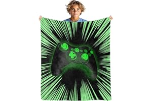 KODHYVJ Gaming Throw Blanket - Gamer Blanket for Boys Girls and Kids, Game Lover Green Controller Boys Blanket for Toddler Bed Game Room Decor, Baby Size 40" x 50" (100 x 130 cm)