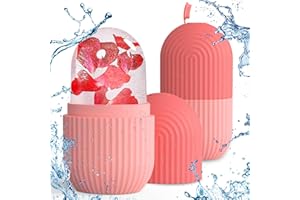 DABINZHIJIA 2 Stück Ice Roller, Eiswürfel Gesicht, Facial Eisroller, Silikon Eis Gesichtsroller, Ice Face Roller for Face, Eis Roller für Anti-Aging Falten Straffen Dunkle Ringe Reduzieren (Rosa Streifen)