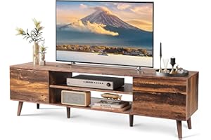 WLIVE TV Unit, TV Stand Cabinet for TV Up to 70 Inch, 160cm TV Cabinet Table with Storage, Wooden TV Console for Living Room, Farmhouse Industrial TV Console for Bedroom, Rustic Brown